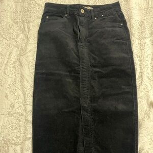 Black midi denim skirt